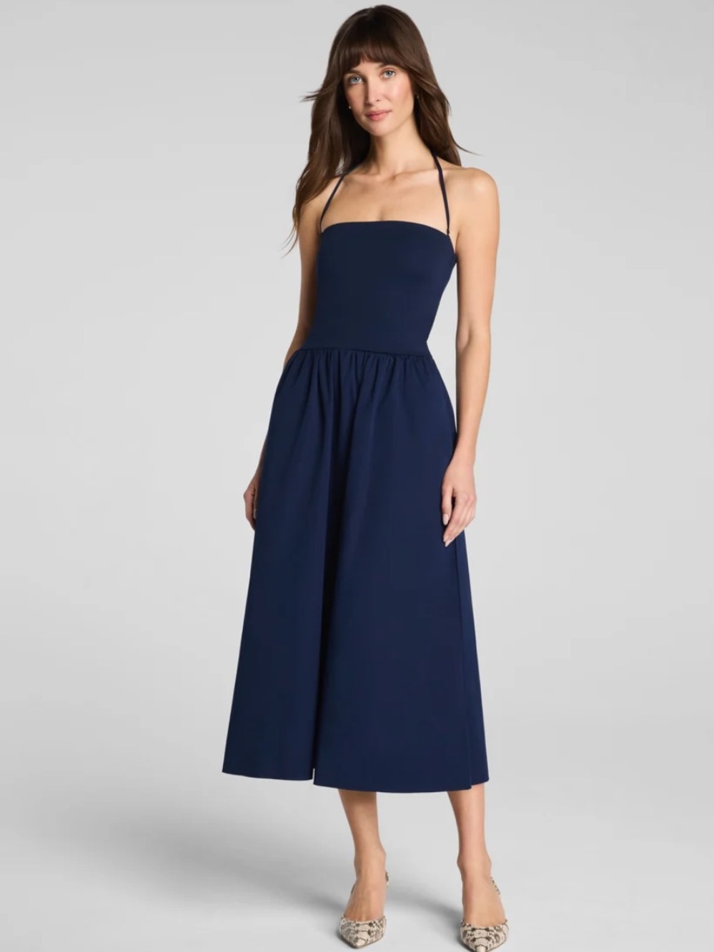 SPANXsmooth® Jersey Strapless Midi Dress in navy size small NWT